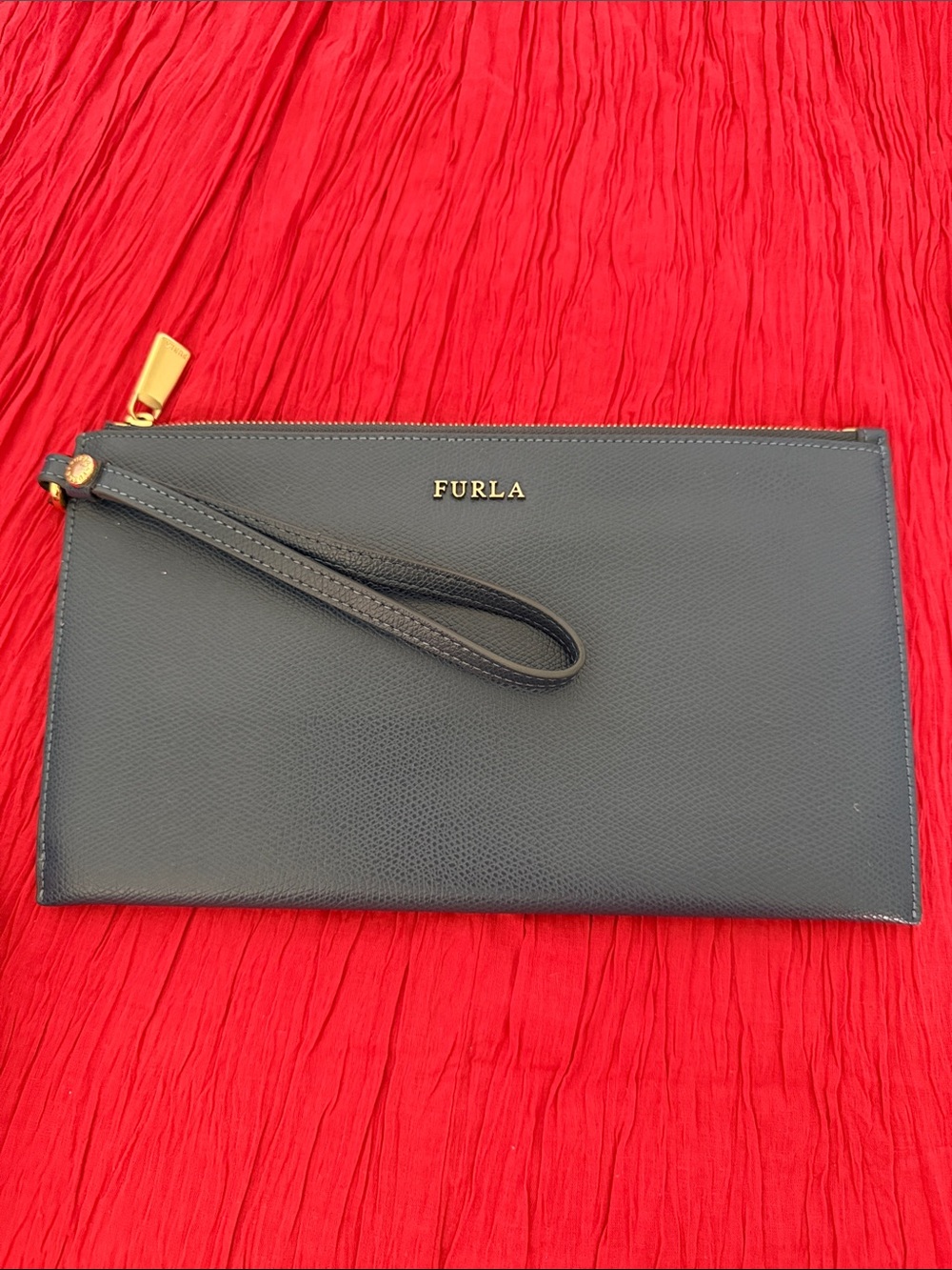Furla  Leather Wristlet Pouch with Gold Hardware